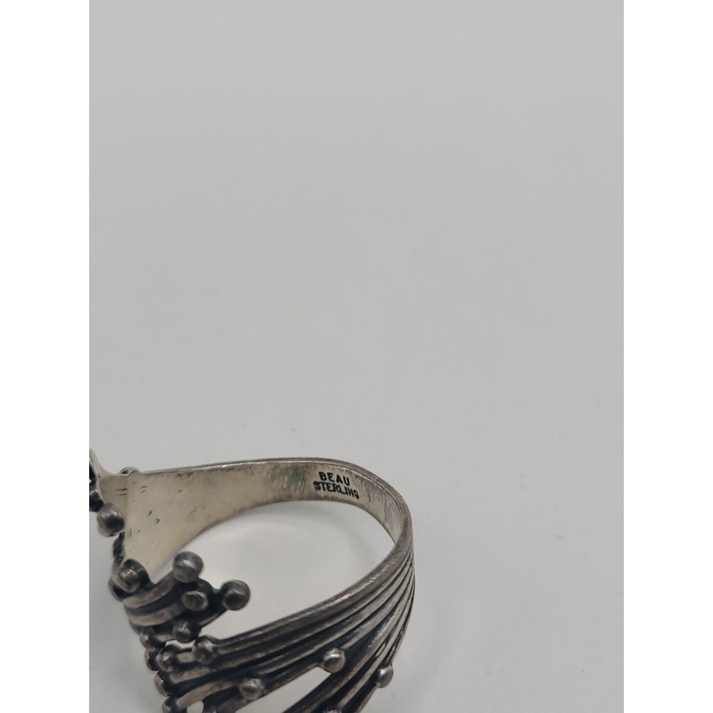 925 Sterling Silver Modernist Spray Burst Wrap Statement Ring Size 9 - Picture 5 of 10